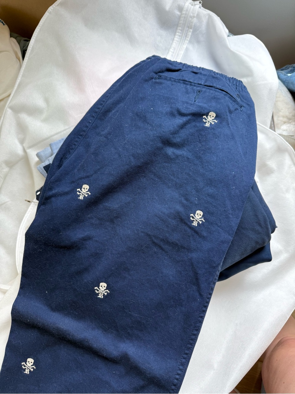 Polo by Ralph Lauren Navy Chinos with Skull Embroidery